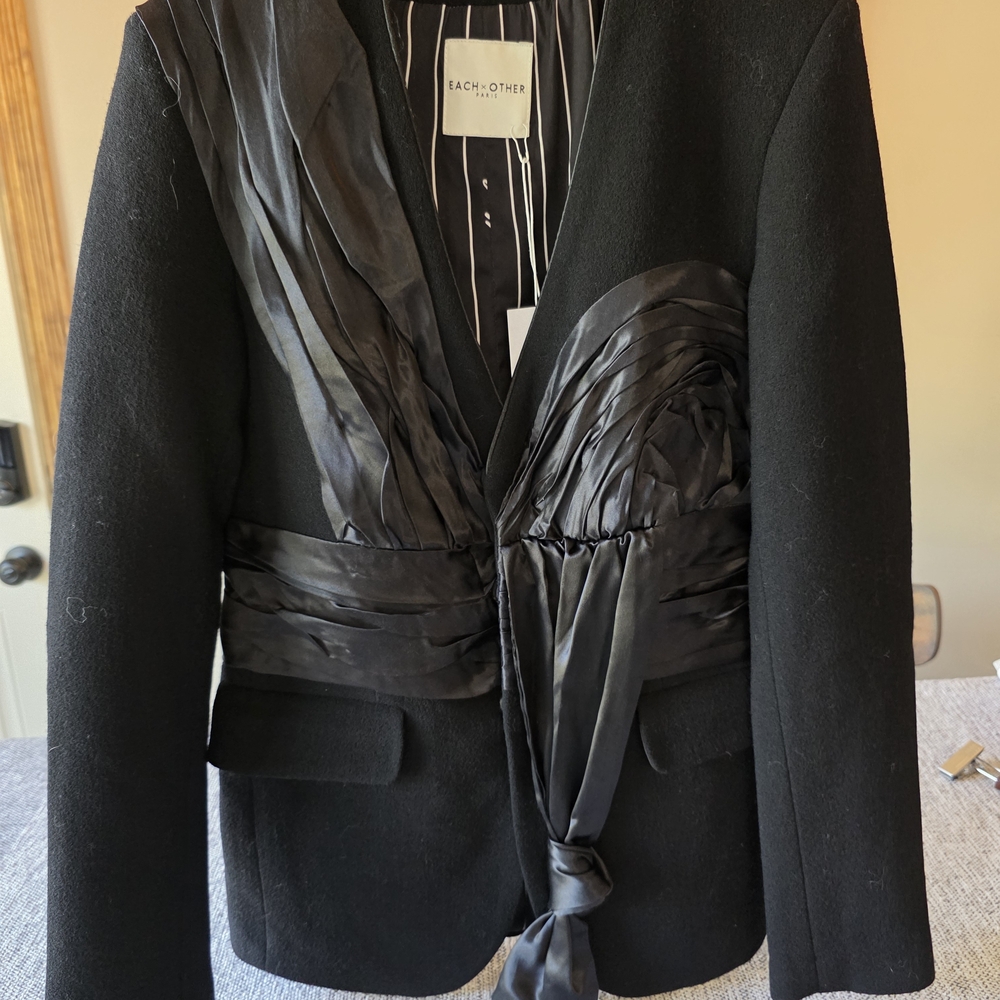Each X Other Black Women's Blazer with Satin Detail
